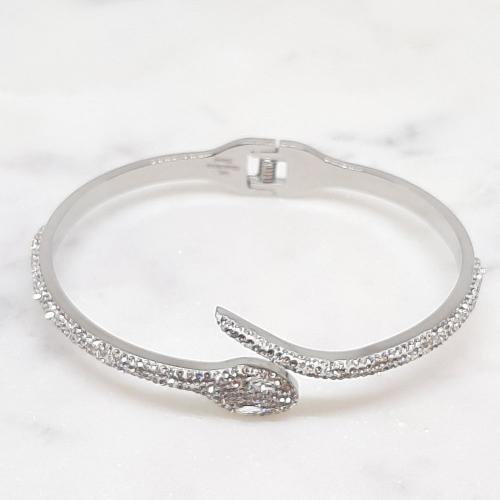 Bracelet Serpent couleur argenté avec diamants blancs