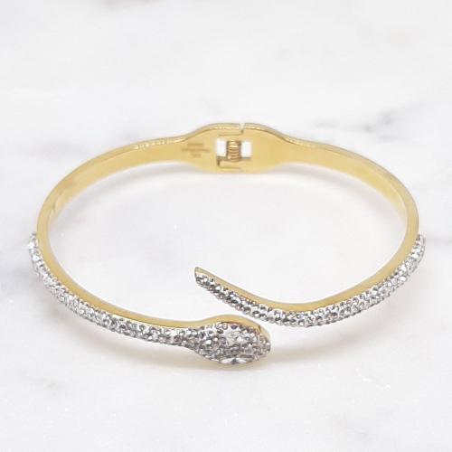 Bracelet Serpent couleur dorée avec diamants blancs