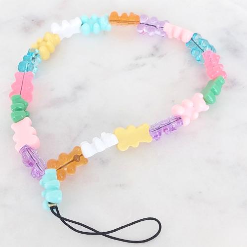 Bracelet téléphone en perles nounours pastels translucides et mates