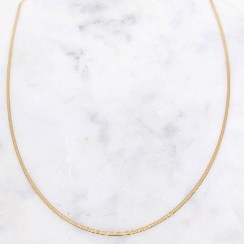 Collier maille miroir en acier inoxydable doré, longueur 70cm