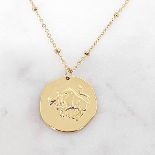 Collier médaille signe Astrologique en acier chirurgical doré à l'or fin.
